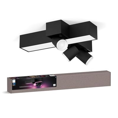 Philips Hue White & Color Ambiance Centris lampada a croce a 3 pezzi, dimmerabile, 16 milioni di colori, controllabile tramite app, compatibile con Amazon Alexa, nero.