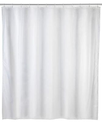 Wenko Cortina de Ducha Unicolor Blanca - Impermeable, Polietileno, 120 x 200 cm, Blanco