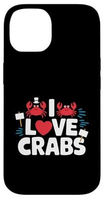 I Love Crabs Carino Cartoon Vita Marina Custodia per iPhone 14