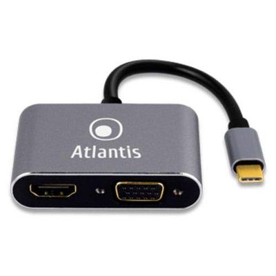 Adapter Atlantis A04-tc_hdmi+vga van USB type_c naar HDMI + VGA