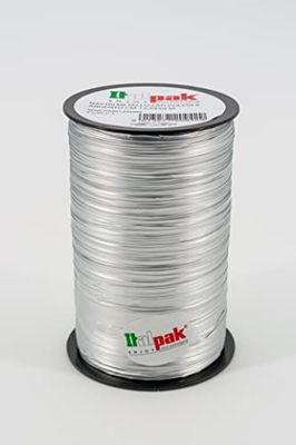 Italpak Cinta de regalo Polysilk metalizada, cinta decoraciones, lazo paquetes regalo, plata, 12,5 x 50 m