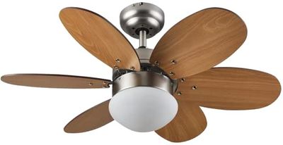 Bastilipo Ibiza RC Plafondventilator met afstandsbediening, 60 W, diameter 75 cm, E27, 60 W, beuken/wengé, 75 cm