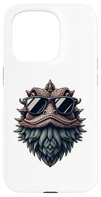 Dragon barbu cool avec motif de lunettes de soleil tête Coque pour iPhone 15 Pro