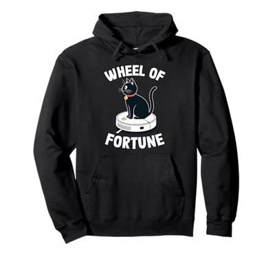 Wheel Of Fortune Cat On Robot Vacuum Cleaner Cat Pullover Hoodie