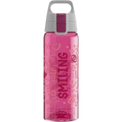 SIGG - Tritan drinkfles - Total Color One Keep Smiling - Geschikt voor koolzuurhoudende dranken - Vaatwasmachinebestendig - Lekvrij - Licht - BPA-vrij - Roze - 0.6L