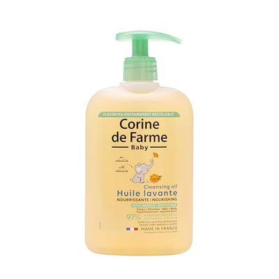 Corine de Farme, Nourishing Lavent Oil 500 ml, Calendula-extrakt, allergivänlig, skonsam rengöring för torr till mycket torr hud, lämplig för hår, 97% naturliga ingredienser