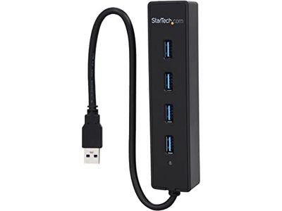 StarTech.com Hub portatile USB 3.0 SuperSpeed a 4 porte, 5Gbps, Perno e concentratore per notebook o book USB 3.0 con cavo integrato (ST4300PBU3)