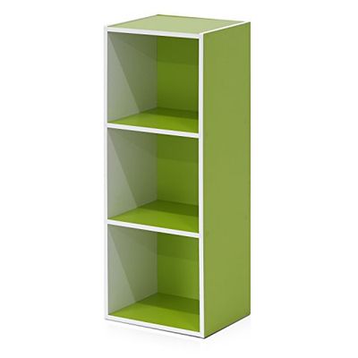Furinno Luder Bibliothèque Étagère de Rangement Cubes à 3 Étages, Blanc/Vert