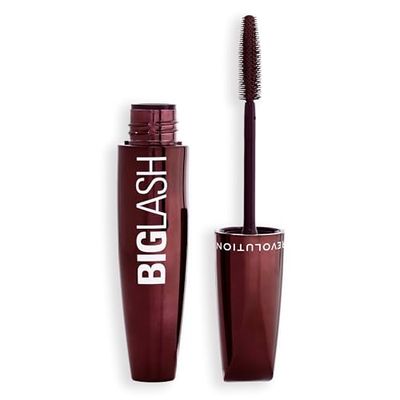 Revolution skönhet, Big Lash Volume-mascara, Volymgivande och förlängande, lätt och snabbtorkande, vegansk och grymhetsfri, brun