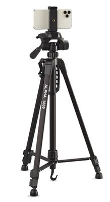 Cullmann - 52119 - Alpha 1800 Tripod mobile BT w. Supporto per smartphone e grilletto Bluetooth (altezza di estensione 140 cm, con testa a 3 vie, carico massimo 2 kg, peso 900 g), nero