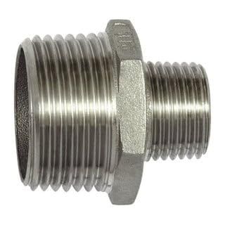 RIEGLER 125663-277.05-ES dubbelvippel, röd, sexskant, R 3/8, R 1/4, ES 1.4408, 1 st.