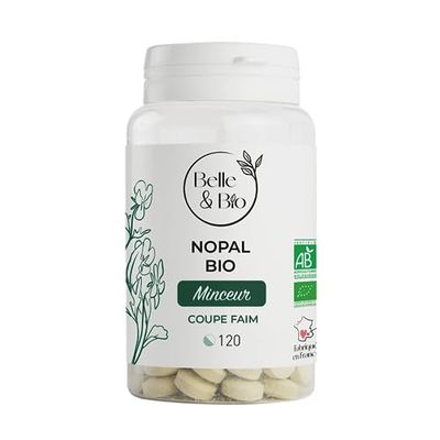 CONTRÔLE DU POIDS & ABSORPTION DES GRAISSES - Nopal Bio certifié Bio - 120 comprimés - Cure 1 mois - Pilulier BELLE&BIO - Fabriqué en France