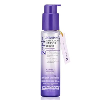 Giovanni 2 Chic Ultra Repair Super Potion Hair Oil Serum, Blackberry and Coconut Milk, 2.75 fl. oz.