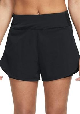 Nike Bliss DF Mr Pantaloncini, Nero/Argento Lucido, L Donna