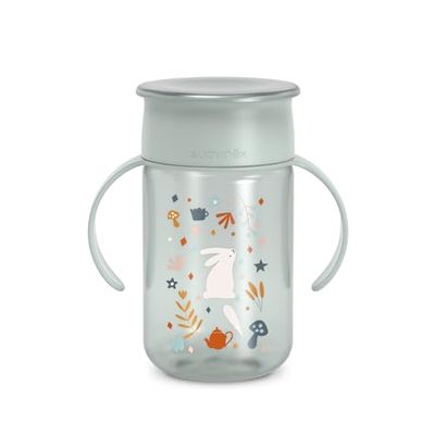 SUAVINEX, Baby Learning Cup, 360 Cup with Anti-Spill and Anti-Drip System, Magic Cup with Handles and Lid, Dishwasher and Microwave Safe, 340 ml, Training Cup Babies +12 Months, Wonderland Green