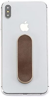 MOMOSTICK - Het origineel! Mobiele telefoon houder en handvat voor smartphones en tablets– Mobiele telefoon Ring voor iPhone Samsung Huawei (PU lederen serie - bruin)