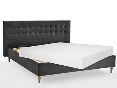 Atlantic Home Collection Veronika Estructura de Cama, 140 x 200 cm, con colchón de núcleo muelles ensacados de 7 Zonas, cajón de Almacenamiento y somier