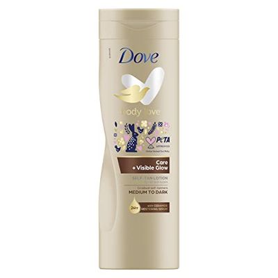 Dove Visible Glow Medium to Dark gradual tanning lotion for sun-kissed skin Self-Tan Lotion for all skin types 6 x 400 ml