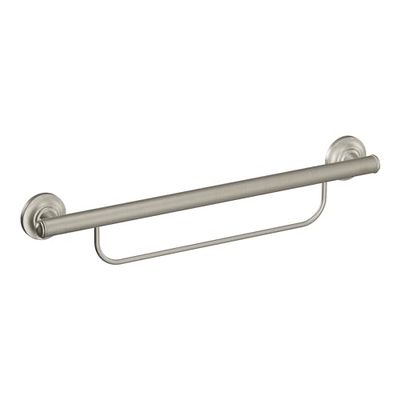 Moen LR2350DBN Bathroom Safety 24-Inch Grab Bar with Towel Bar, Brushed Nickel