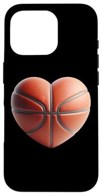 Pallone da basket a forma di cuore per amanti delle palle da basket da Custodia per iPhone 16 Pro