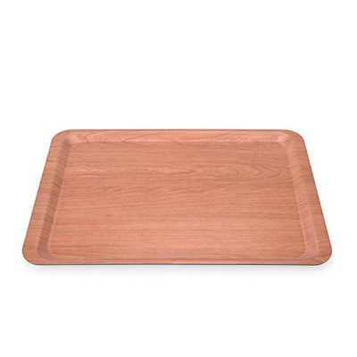 WAS 9130 461 Plateau en acier chromé nickelé avec surface antidérapante Marron noyer 46 cm x 36 cm