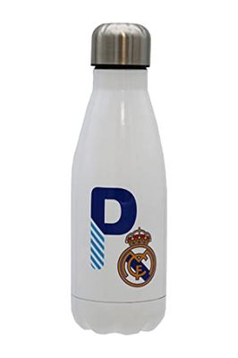 Real Madrid - roestvrijstalen waterfles, hermetische sluiting, met letter P-ontwerp in blauw, 550 ml, witte kleur, officieel product (CyP Brands)