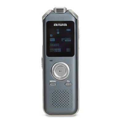 Grabadora de Voz Digital AIWA DVR-M700. Metálica con Tres micrófonos estéreo y Memoria incorporada de 16 GB. Color Plata