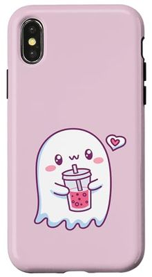 Amante del té Kawaii Ghost Bubble Carcasa para iPhone X/XS