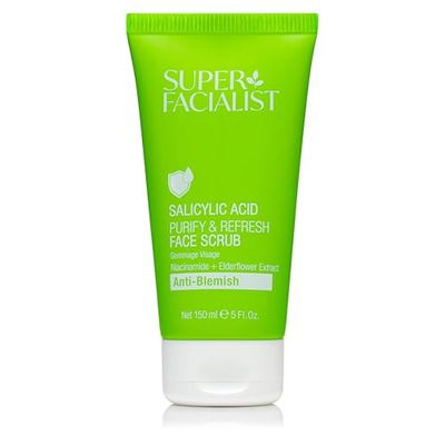 Super Facialist Salicylic Acid Purify & Refresh Facial Scrub 150ml - Biodegradable Micro Beads Exfoliate Skin Cells Removing Dirt & Impurities. Tackles Spots & Acne Prone Skin