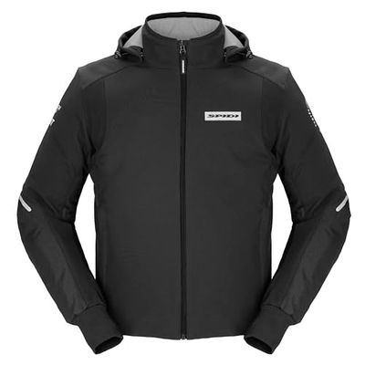 SPIDI, HOODIE ARMOR H2OUT, Colore Nero e Bianco, Taglia XL, Giacca da Moto Impermeabile e Traspirante, Protegge dal Vento, Giubbotto Moto da Uomo con Polsini Elastici