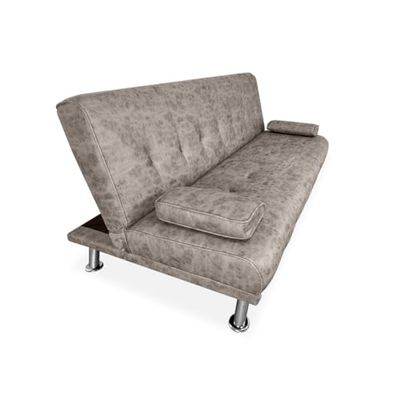 Mattfy - Sofá Cama Clic Clac Tipo Libro de 3 Plazas Modelo Saona con Cojines Decorativos, Diseño Moderno, Práctico y Funcional, Gris Cemento