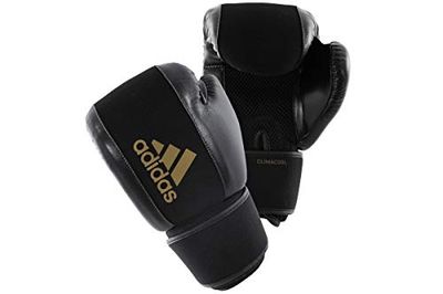 adidas Luvas de boxe laváveis luvas de boxe laváveis, unissexo para adulto, preto e dourado, S/M