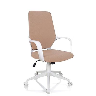 Wink Design Tanger Khaki bureaustoel, metaal, taupe, mat wit, 62,5 x 61 x H101/111 cm