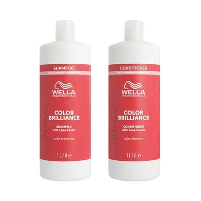 Wellas Professionals Colour Protection & Vibrancy Professional Hair Care Duo for Fine to Normal & Medium Hair, Invigo Color Brilliance Shampoo 1L & Conditioner 1L Bundle