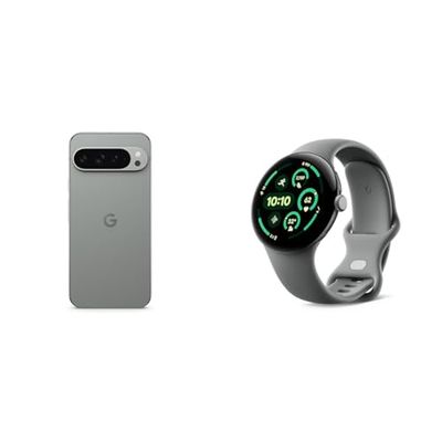 Google Pixel 9 Pro XL - Smartphone Android sbloccato con Gemini, sistema a tripla fotocamera posteriore, batteria con 24 ore di autonomia e display Super Actua da 6,8" - Grigio verde, 128GB + Watch 3
