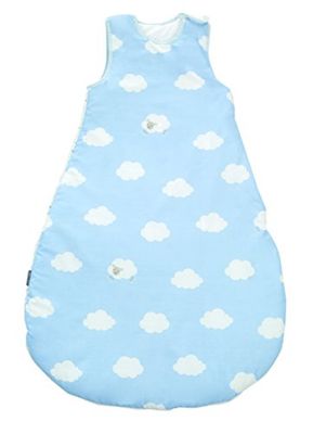 roba Baumann Saco de dormir de 90 cm, para bebés rouba, utilizável durante todo o ano, fabricado em algodão respirável, unissexo, coleção têxtil de rouba 'Little cloud azul'