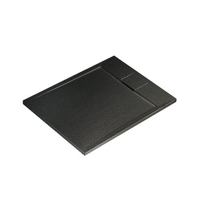 Ideal Standard - Ultra Flat S i.life, Piatto doccia rettangolare 100x70 in resina, Piletta di scarico lato corto, Finitura opaca effetto pietra, Nero