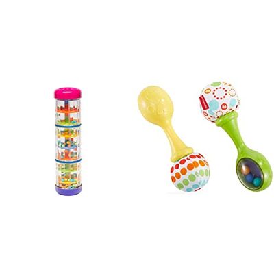 Editions Fuzezau 9864 Palo de Lluvia + Fisher-Price Maracas Musicales, Juguete y sonajero para bebé + 3 Meses (Mattel BLT33)