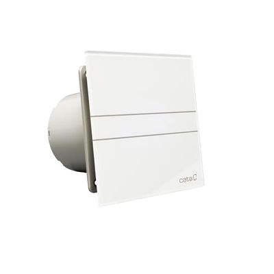 Cata Extracto de Baño, Modelo E-120 G, Potencia de Absorción 15 W, Extractor Baño Silencioso, 230 V, Velocidad 2600 r.p.m, Color Cristal Blanco, 170 x 170 x 94 mm