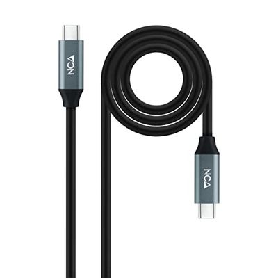 Cable USB 3.2 Gen2x2, soporta 100W de potencia para carga rápida y transmisión de video 4K a 60Hz. Conectores USB-C macho a macho, longitud de 1 metro. Ideal para conexiones rápidas y eficientes.