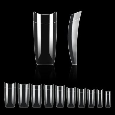 Carehabi 500pcs Acrilico Unghie finte Trasparente Posa Americana Chiodo Con Valigia Di Stoccaggio Per Studi Di Manicure E Diy Nail Art A Casa 10 Misure