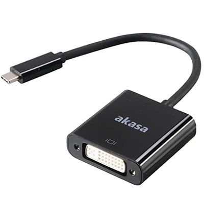 Akasa AK-CBCA09-15BK - Convertidor USB 3.1 Type-C USB-C a DVI (15 cm), color negro