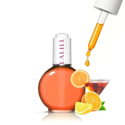 LALILL Olio per unghie 75ml - Olio per unghie da cocktail all'arancia - Olio per unghie per la cura delle cuticole - SPA Manicure Nail Design Mani - Vegan - Con pipetta