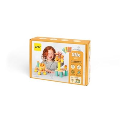 OPPI - Stix - Drewniana i silikonowa gra edukacyjna - z książeczką z instrukcją - 60 sztuk - 50 kart do pobrania - 2-12 lat