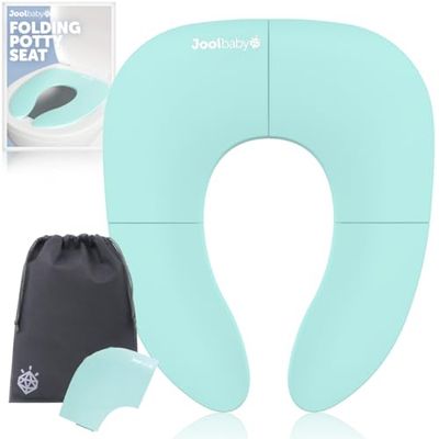 Jool Baby Folding Travel Potty Seat for Girls, Fits Round & Oval Toilets, Non-Slip Suction Cups, Includes Free Travel Bag (Aqua)