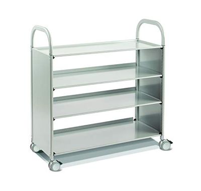 Gratnells Callero Plus Trolley/Cart, Stylish, Modern and Mobile with Flat Shelf in Silver with 75mm Castors