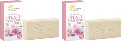 Fleurance Nature Savon au Lait d'Ânesse à la Rose Cosmétique Bio 100 g (Lot de 2)
