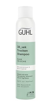 Guhl Shampoo a secco per 30 sec, freschezza pura, contenuto: 200 ml, niacinamide e menta acquatica, efficace come un lavaggio dei capelli, delicato come una pausa di un giorno, senza residui, senza