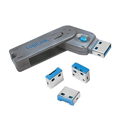 LogiLink USB Porta de bloqueio cadeado cinzento 1 x Schlüssel, 4 x Schlösser