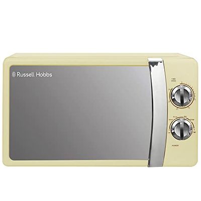 Microonde Russell Hobbs RHMM701C da 17 Litri e 700 W, Manuale, con 5 Livelli di Potenza, Suoneria e Timer, Impostazione di Scongelamento, Facile da Pulire, Bianco Panna
